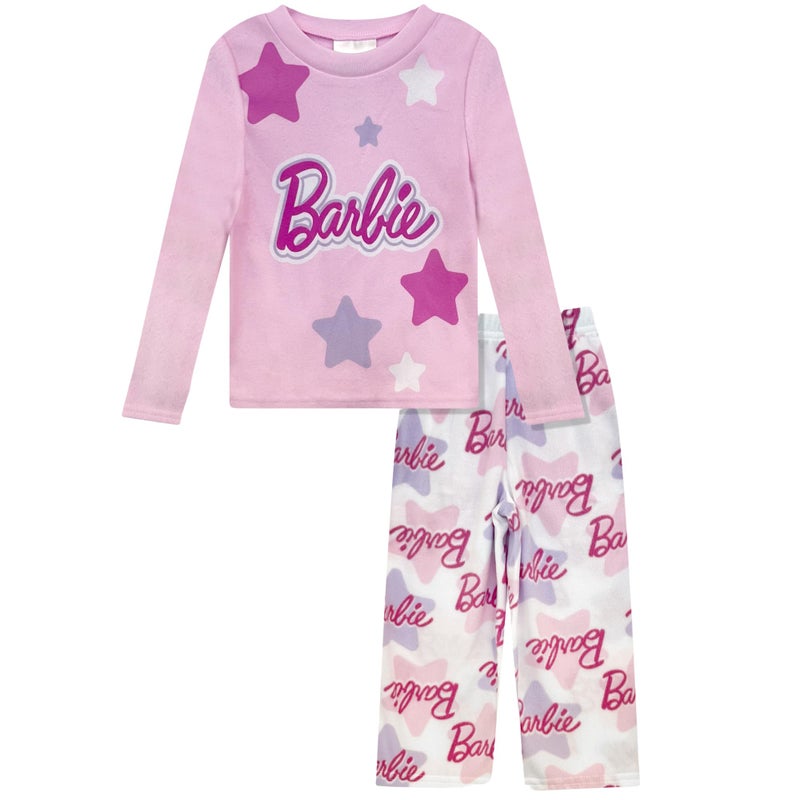 Barbie Girls Pajama Pants and Sleep Shirt Sets for Kids - 2 Piece PJ Sleepwear Set for Girls - Official License Pink - Image 1