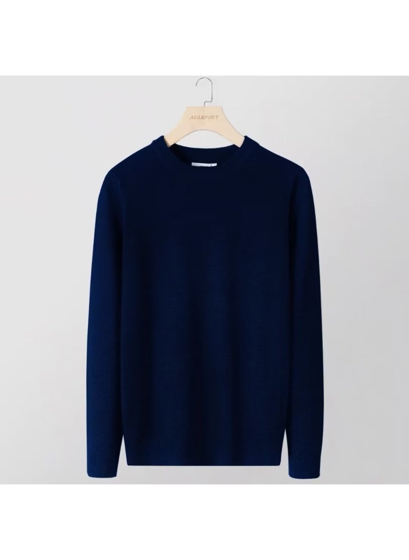 Generic - Mens round Neck Long Sleeve Knit Shirt Business Inner Wear Casual Fashion Spring Autumn Seasonal Comfortable Modal Rabbit Fur Wine red - Image 1