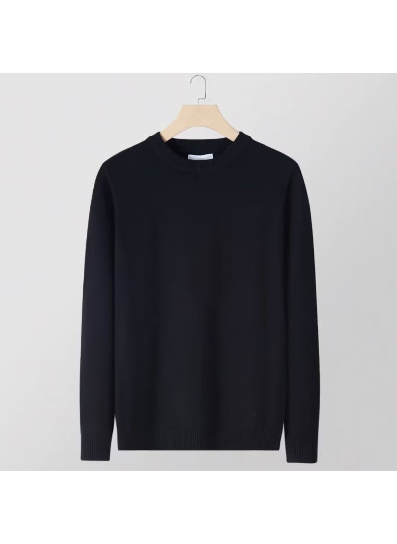 Generic - Mens round Neck Long Sleeve Knit Shirt Business Inner Wear Casual Fashion Spring Autumn Seasonal Comfortable Modal Rabbit Fur Wine red - Image 1