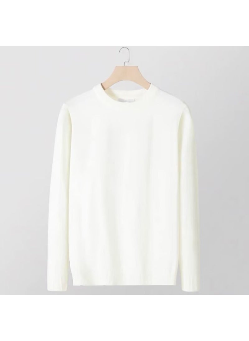 Generic - Mens round Neck Long Sleeve Knit Shirt Business Inner Wear Casual Fashion Spring Autumn Seasonal Comfortable Modal Rabbit Fur Wine red - Image 1