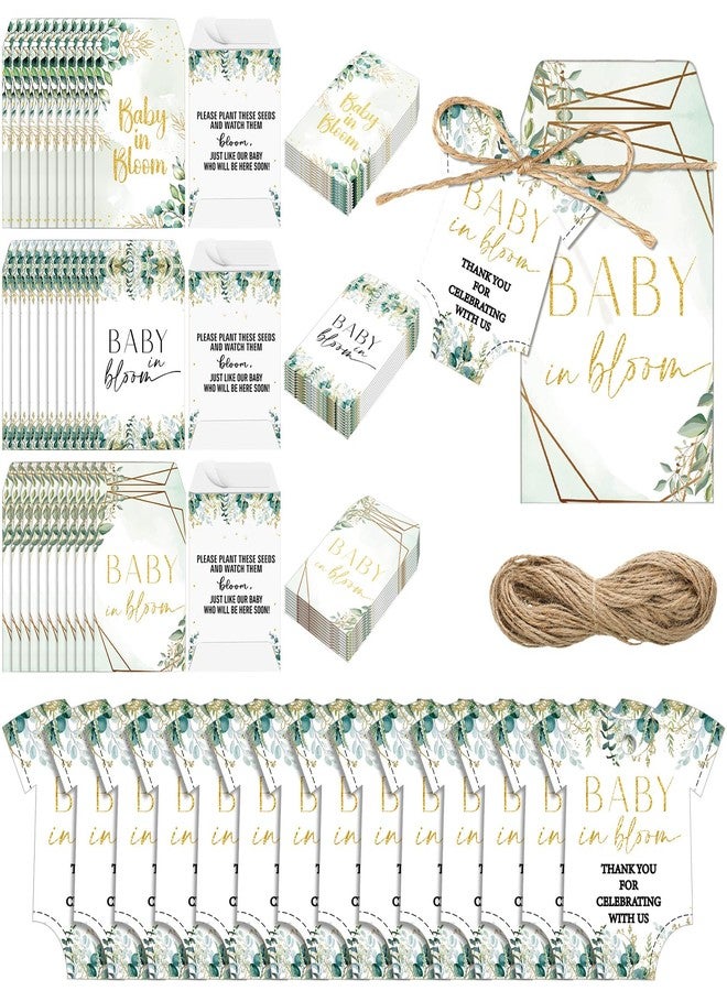 MotiMind 100 Pack Baby Shower Party Self Adhesive Envelopes Favors Set Include Baby in Bloom Paper Storage Envelopes Thank You Tags Baby Shower Gifts for Guest Party Decor(Greenery) - Image 1