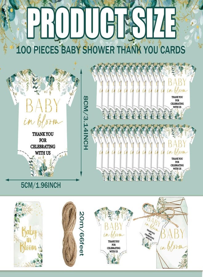 MotiMind 100 Pack Baby Shower Party Self Adhesive Envelopes Favors Set Include Baby in Bloom Paper Storage Envelopes Thank You Tags Baby Shower Gifts for Guest Party Decor(Greenery) - Image 3