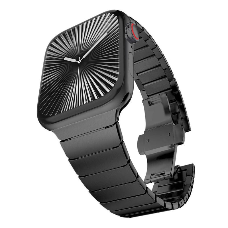 CHANCHY Stainless Steel Band Compatible for Apple Watch Band 38mm 40mm 41mm 42mm Link Bracelet Metal Strap with Folding Clasp for iWatch Series 11 10 9 8 7 6 5 4 3 2 1 SESE2SE3 Women Men Black - Image 2