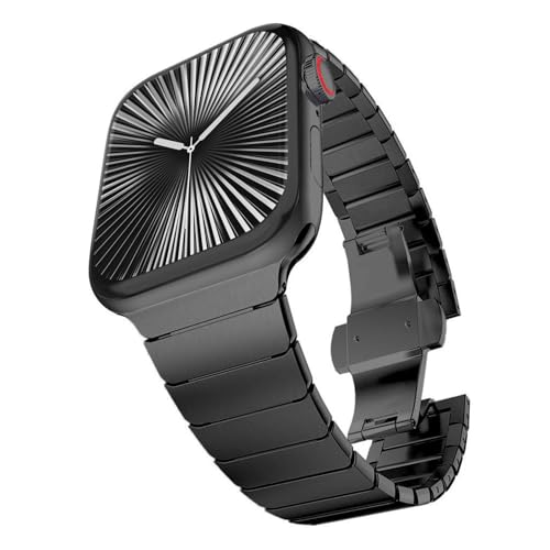 CHANCHY Stainless Steel Band Compatible for Apple Watch Band 38mm 40mm 41mm 42mm Link Bracelet Metal Strap with Folding Clasp for iWatch Series 11 10 9 8 7 6 5 4 3 2 1 SESE2SE3 Women Men Black - Image 1