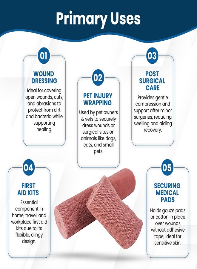 JorVet Brown Cling Gauze | 100% Cotton, Soft & Breathable for Wound Care, Pet Dressings & Medical Use | Comfortable, and Ideal for Healing & Recovery | Brown | 12 Rolls 3" x 5 Yards - Image 2