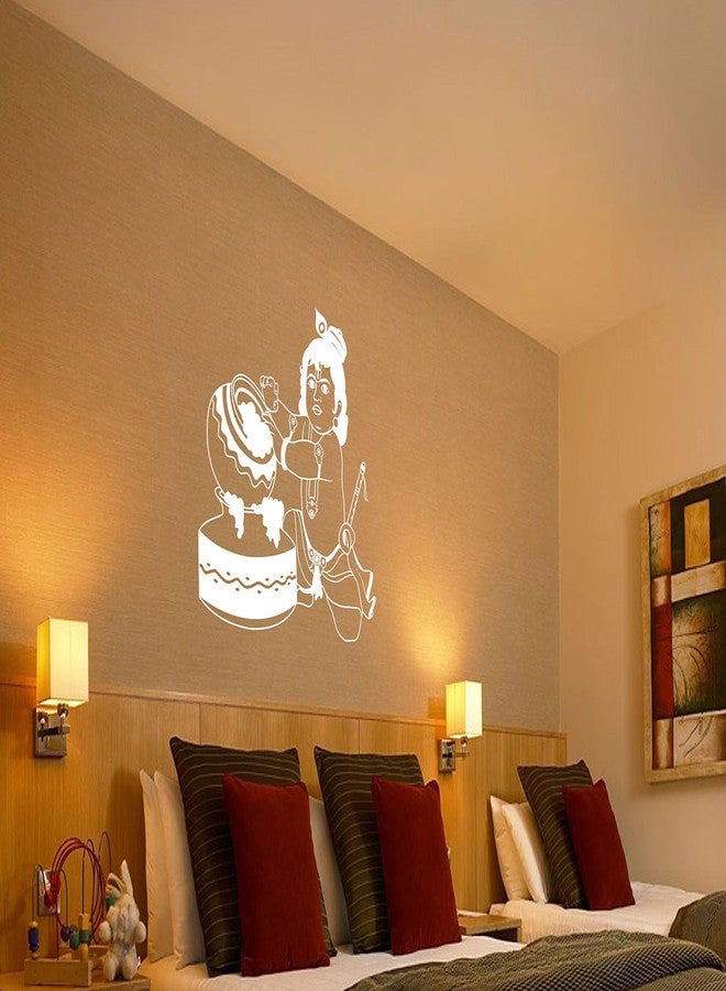 ملصق حائط صغير لكريشنا من WallDesign، لون أبيض (صغير) - ارتفاع 12 بوصة × عرض 15 بوصة