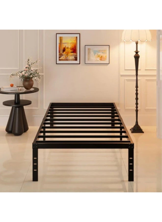 HOCC 35.6CM High Metal Platform Bed Frame 189.5 x 95.5 CM – Single Bed Frame with Under Bed Storage, Heavy Duty Steel Slats, No Bed Board, Black - Image 3