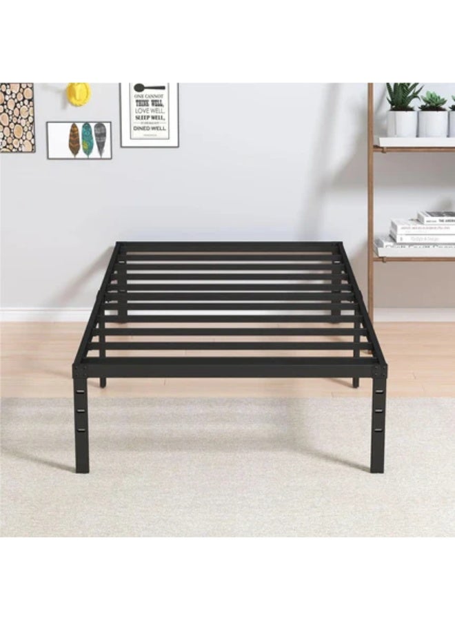 HOCC 35.6CM High Metal Platform Bed Frame 189.5 x 95.5 CM – Single Bed Frame with Under Bed Storage, Heavy Duty Steel Slats, No Bed Board, Black - Image 1