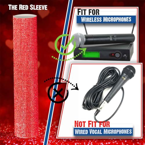 RhymKawa Sparkle Red Microphone Sleeve for Universal Wireless Mic Handheld and SB58 Beta58 Shine on Sing, Weddings, Live Streaming and Christmas Event Party Stage Show - Image 2
