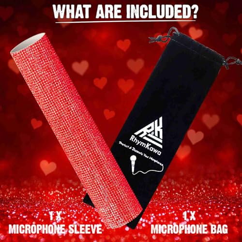 RhymKawa Sparkle Red Microphone Sleeve for Universal Wireless Mic Handheld and SB58 Beta58 Shine on Sing, Weddings, Live Streaming and Christmas Event Party Stage Show - Image 5