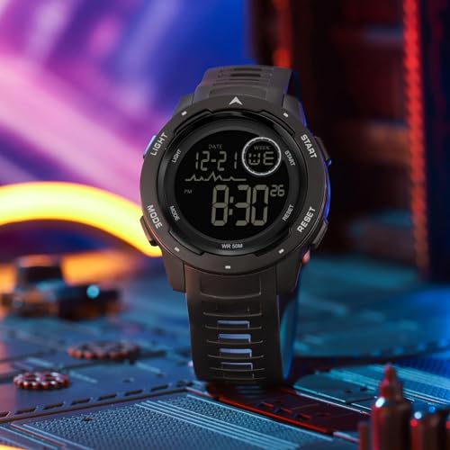findtime Men's Digital Watch Waterproof Sports Watches Tactical Military Stopwatch Alarm 12/24H Outdoor Mens Wristwatch for Running Swimming Relojes para Hombres Black - Image 5