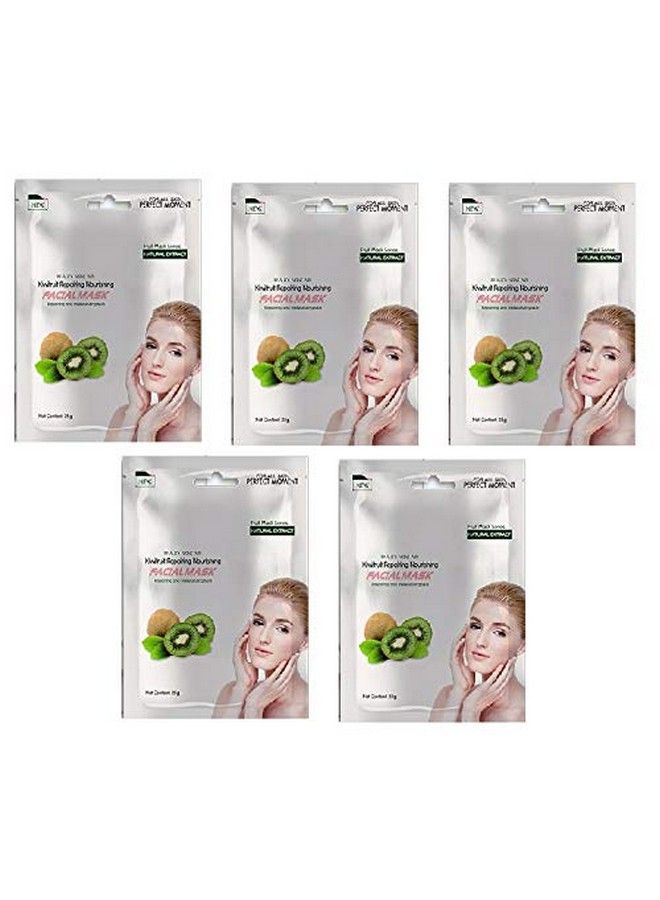 Mond'sub Kiwi Fruit Beauty Skin Care Face Sheet Facial Mask With Natural Extract Repairing And Moisturizing 25Gm Each For Women And Men (Pack Of 5) - Image 1