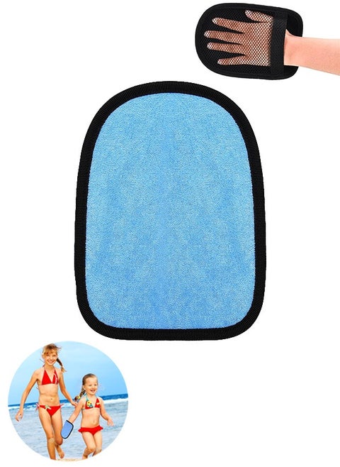 Sand Removal Mitt, Portable Beach Sand Cleaner Bag, Travel Mitt for Ocean Beach (Blue)