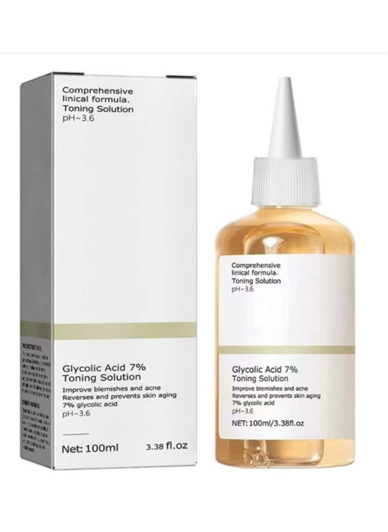 PESNCI Glycolic Acid 7% Exfoliating Toner 100ml, Toning Solution for Diminished Dullness and Fine Lines, Rejuvenate Your Skin (3.38 fl.oz)  - Image 1