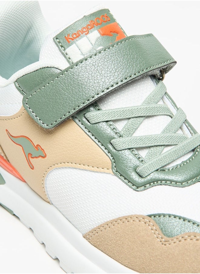 Boys' Panelled Walking Shoes with Hook and Loop Closure