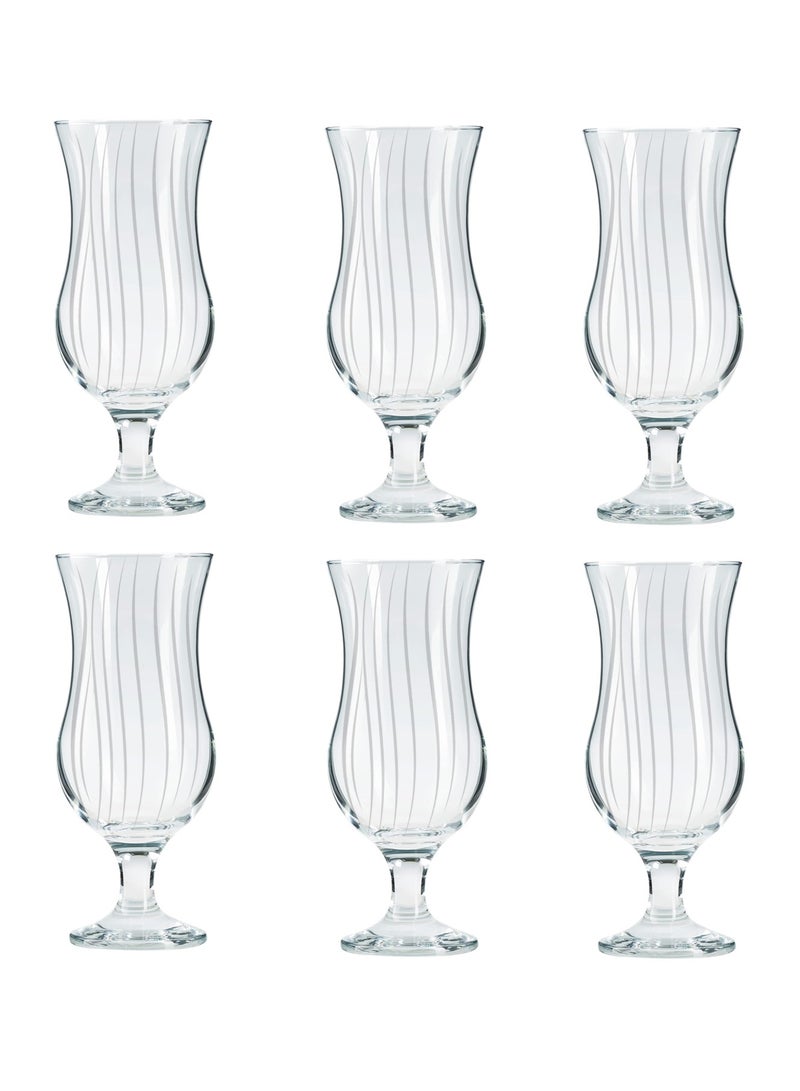 Drinking Glasses with Colada Style Set of 6 Glass Cups, 310ML Ribbed Glassware, Highball Glass Cups