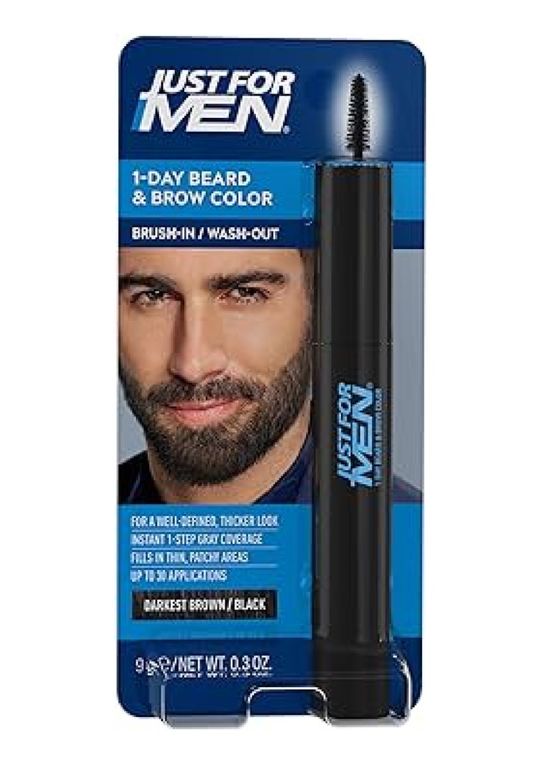 JFM 1-DAY BEARD&BROW BRUSH-IN/WASH-OUT DARKEST BROWN/BLACK 9G