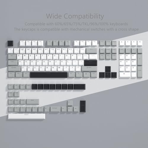 Womier Shine Through Keycaps, PBT Keycaps 60 65 75 100 Percent Cherry Profile Custom Key caps Set for Cherry Gateron MX Switches Mechanical Keyboard-Grey Creamy - Image 5
