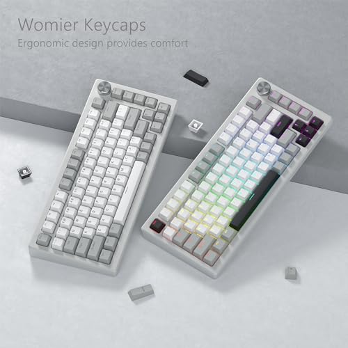 Womier Shine Through Keycaps, PBT Keycaps 60 65 75 100 Percent Cherry Profile Custom Key caps Set for Cherry Gateron MX Switches Mechanical Keyboard-Grey Creamy - Image 4