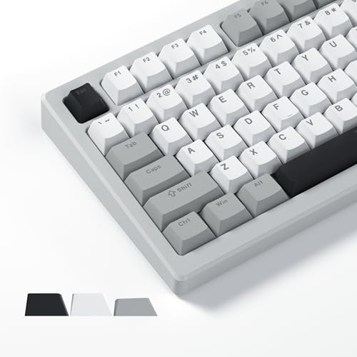 Womier Shine Through Keycaps, PBT Keycaps 60 65 75 100 Percent Cherry Profile Custom Key caps Set for Cherry Gateron MX Switches Mechanical Keyboard-Grey Creamy - Image 1