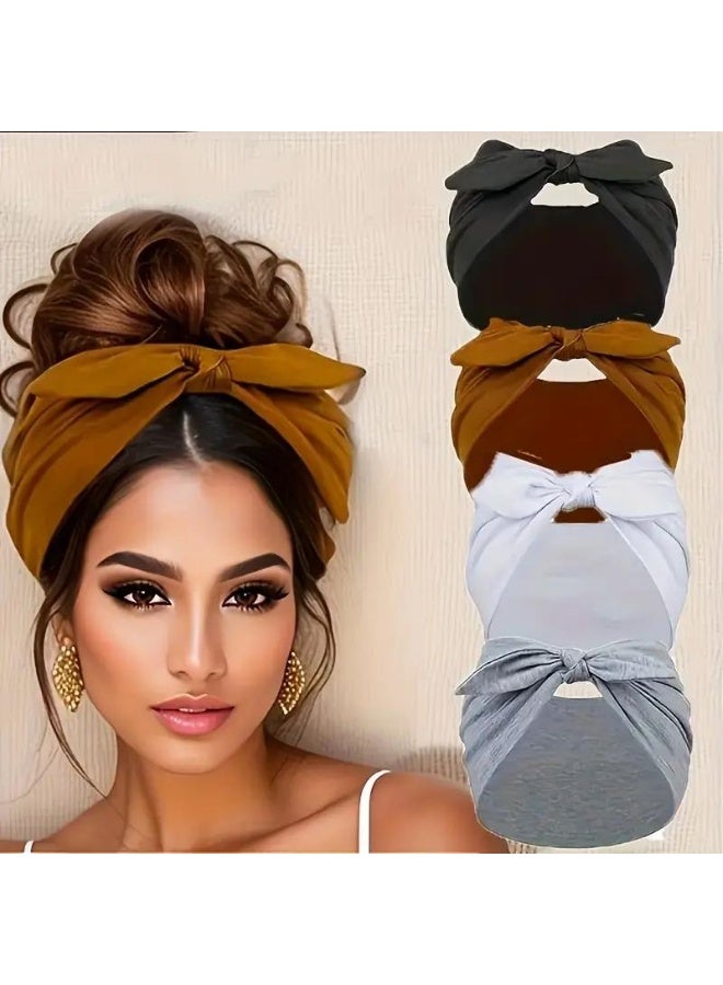 ربطة شعر أنيقة بلون موحد، عصابة رأس مرنة وناعمة بتصميم أنيق على شكل فيونكة، مريحة للارتداء اليومي وفي الإجازات، عصابة رأس - Image 4