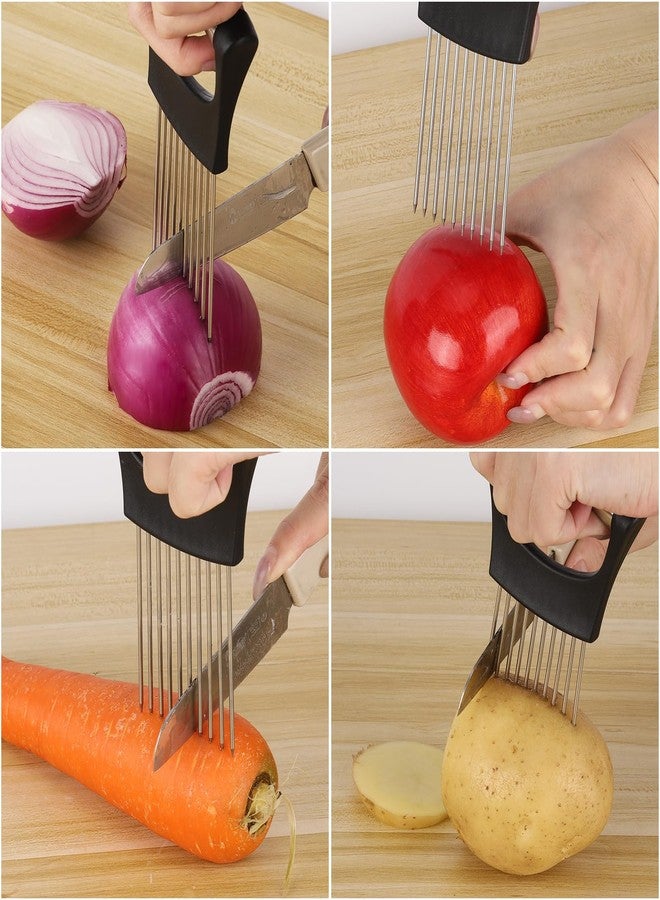 Ohlove 3 Pcs Onion Slicer Holder, All purpose Food Slicer Assistant Tool for Cucumber, Tomato, Potato, Egg, Avocados, Fruit Lemon and Meat - Image 4