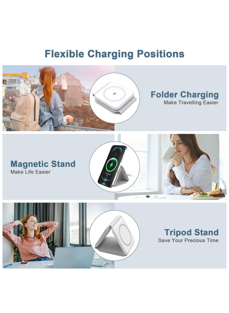 عام 3 in 1 Foldable Wireless Charger, Magsafe Charger Charging Station for Multple Devices,Travel Charger for iPhone16 /15/14/13/12 Series, iWatch, AirPods Pro - Image 5