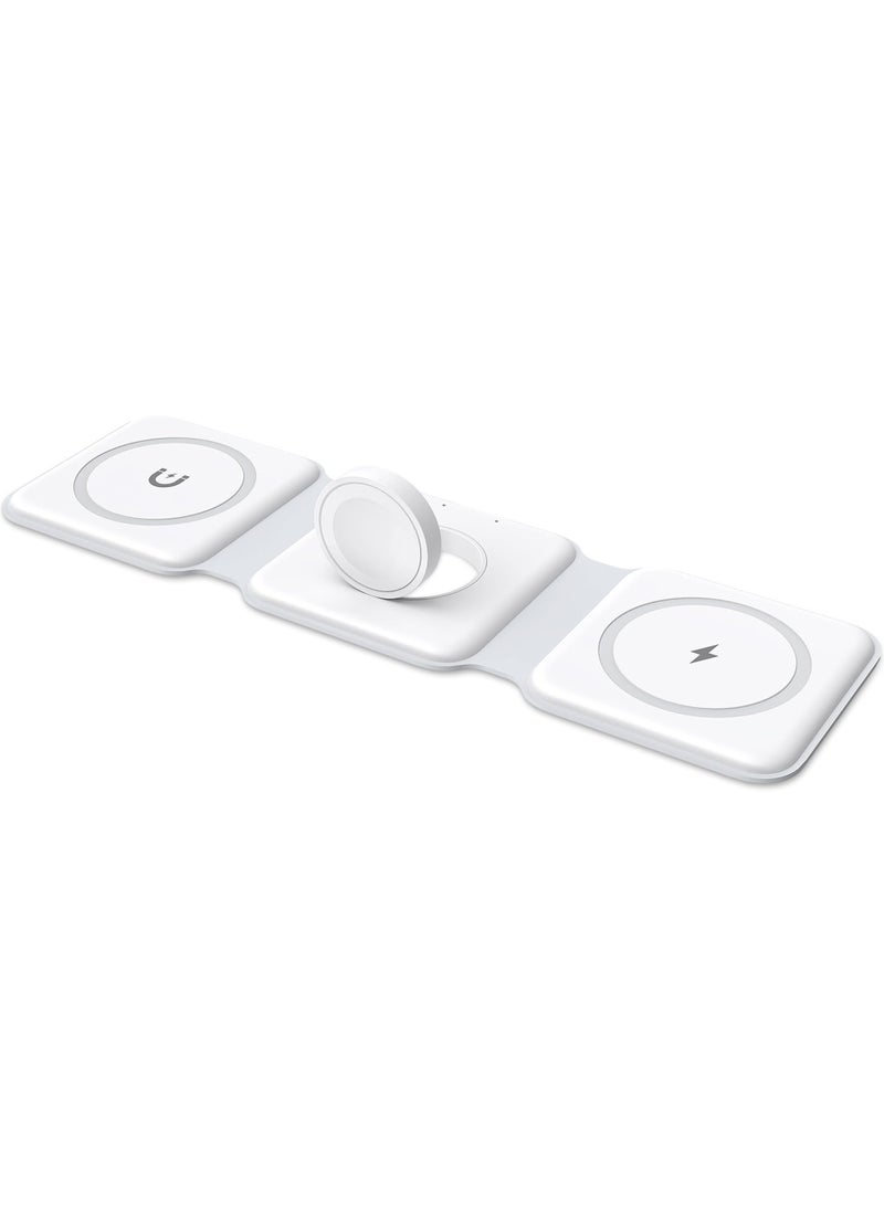 عام 3 in 1 Foldable Wireless Charger, Magsafe Charger Charging Station for Multple Devices,Travel Charger for iPhone16 /15/14/13/12 Series, iWatch, AirPods Pro - Image 1