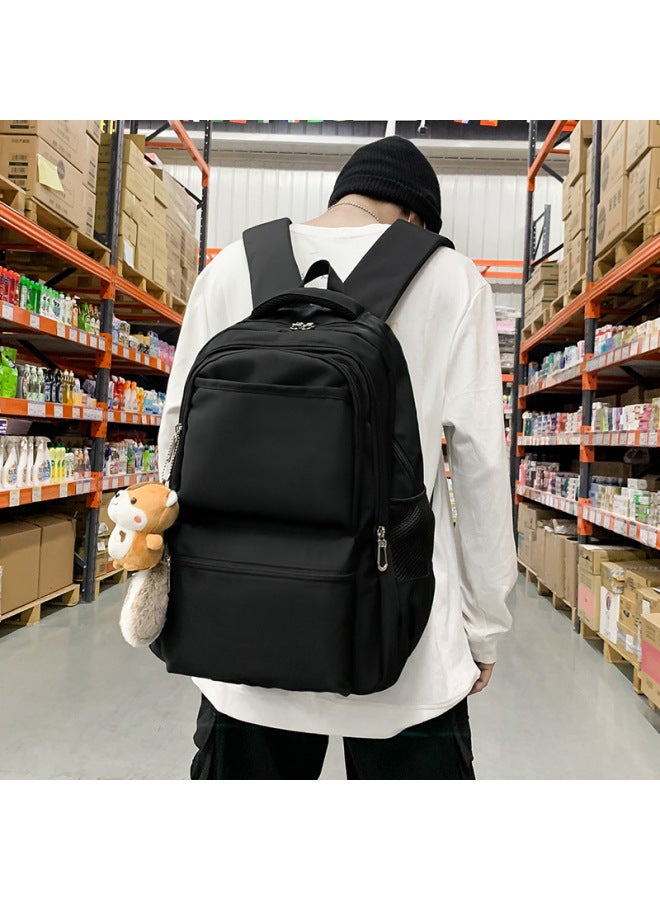 Korean Style Large Capacity Student Bag Trendy Men's Backpack Third To Ninth Grade Schoolbag Women's Leisure Travel Bag-Color:Black Without Pendant - Image 2