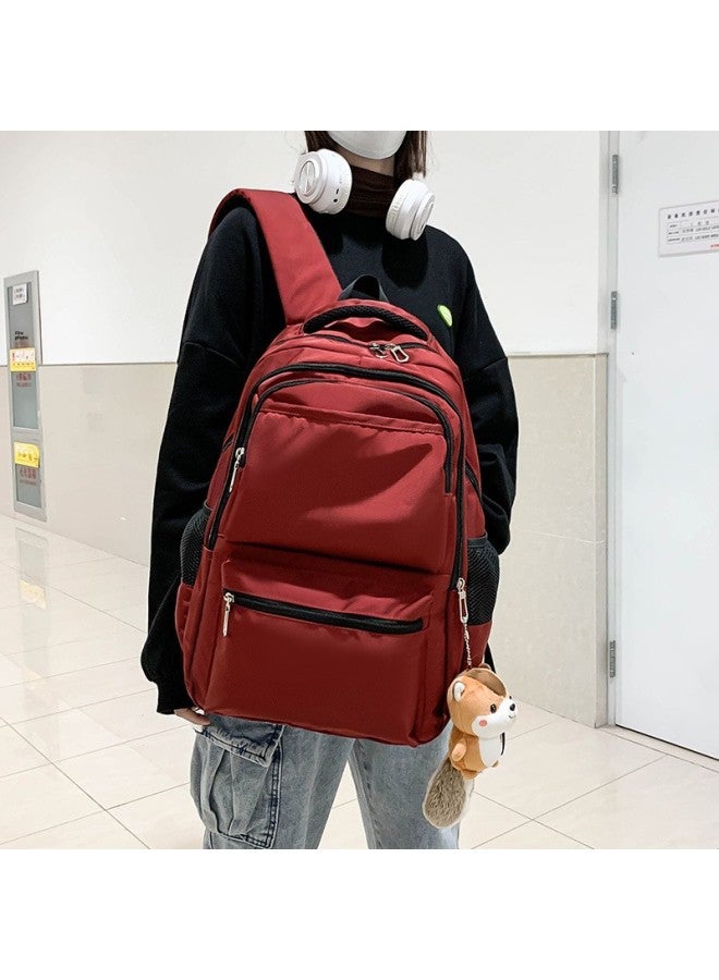 Korean Style Large Capacity Student Bag Trendy Men's Backpack Third To Ninth Grade Schoolbag Women's Leisure Travel Bag-Color:Black Without Pendant - Image 3