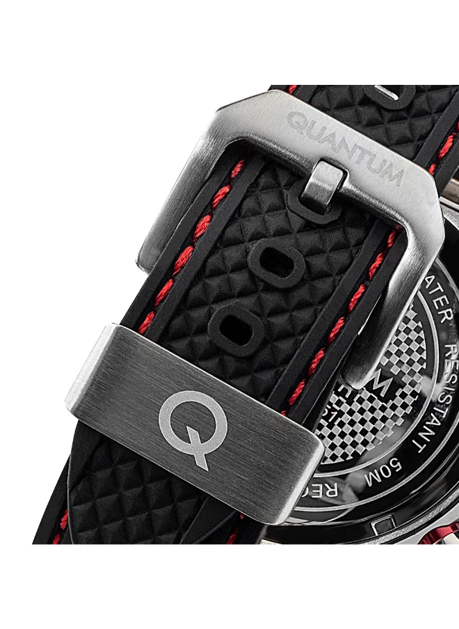 كوانتوم Men's Chronograph Display Watch With Black Silicone Strap - HNG956.351