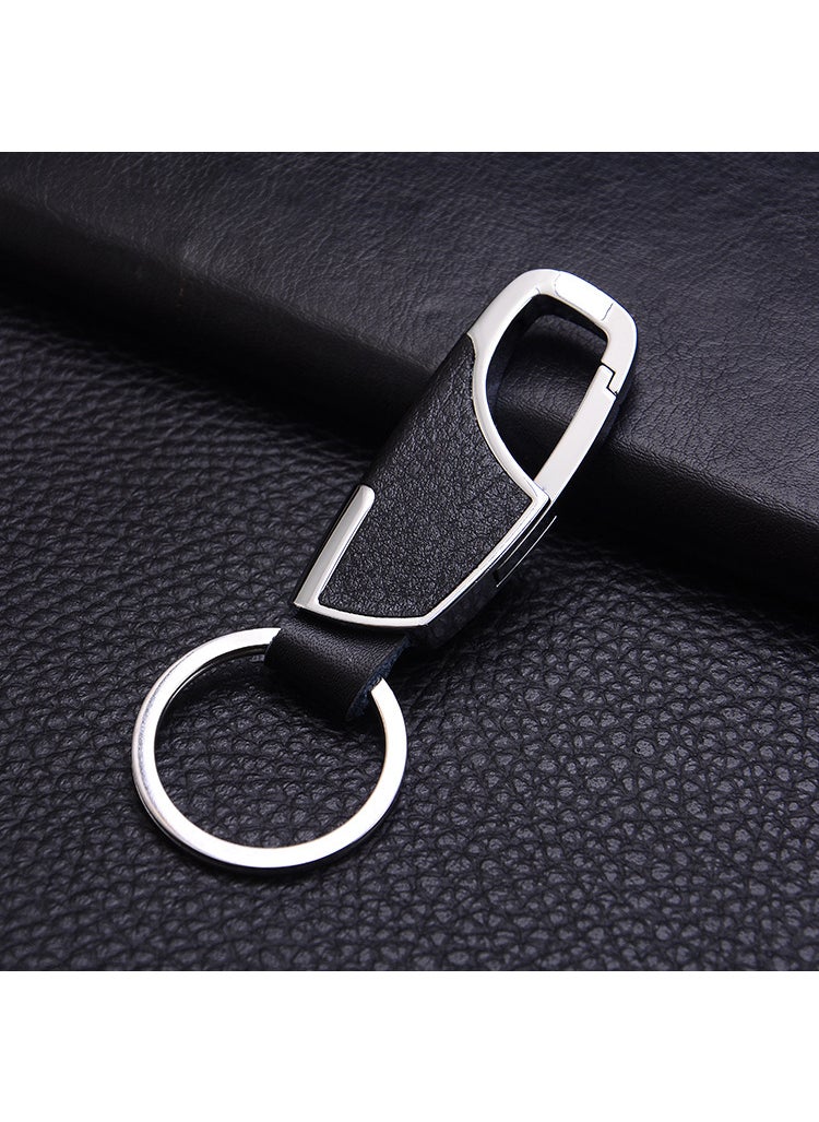 Generic - Creative Metal Car Keychain Leather Keyring Mens Gift GD-345 silver leather buckle - Image 1