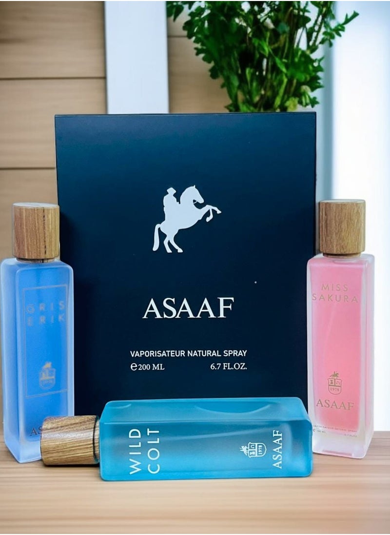 بكج عطور عساف 3 عبوات كل عبوة 200 مل