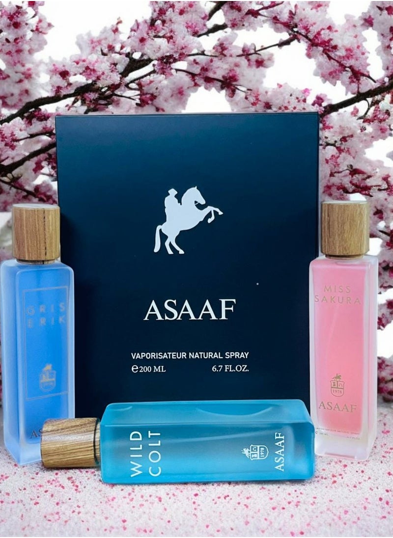 بكج عطور عساف 3 عبوات كل عبوة 200 مل