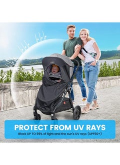 Orzbow Stroller Sun Shade Universal Baby Sun Shade Cover With Storage Bag Viewing Window Breathable And Blocks 99% Of The Uv Rays(Upf 50+) Easy To Install Sleep And Sun Shade Cover For Stroller  - Image 3