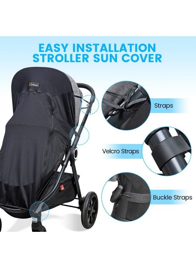 Orzbow - Stroller Sun Shade Universal Baby Sun Shade Cover With Storage Bag Viewing Window Breathable And Blocks 99% Of The Uv Rays(Upf 50+) Easy To Install Sleep And Sun Shade Cover For Stroller - Image 1