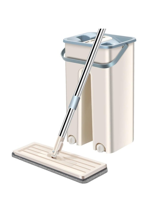 مجموعة ممسحة الأرضيات الدوارة Cyclone Quick Clean، رأس دوار مرن 360 درجة، مناسبة للاستخدام الرطب والجاف، تنظيف عميق دون إتلاف الأرضيات، تتضمن دلو ومكشطة تنظيف. - Image 1