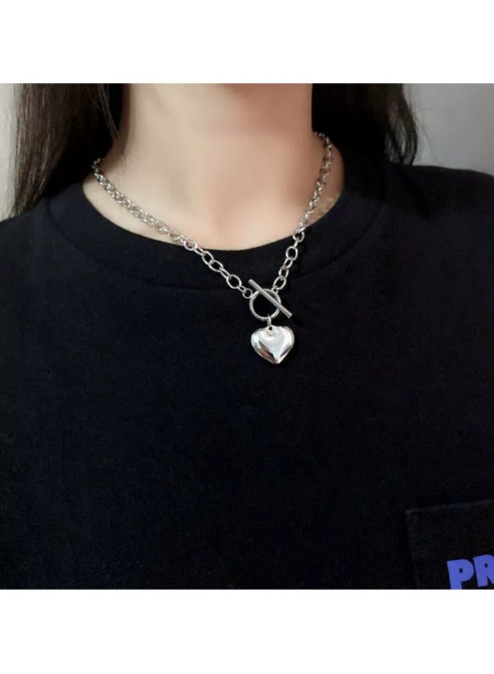 Goolsky طقم قلادة وسوار قلب من الفولاذ التيتانيوم - مجوهرات معدنية مقاومة للتلاشي، أسلوب شارع غير محدد - Image 2