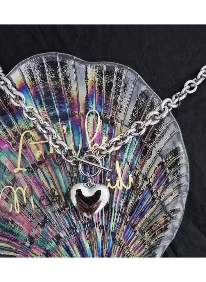 Goolsky طقم قلادة وسوار قلب من الفولاذ التيتانيوم - مجوهرات معدنية مقاومة للتلاشي، أسلوب شارع غير محدد - Image 3