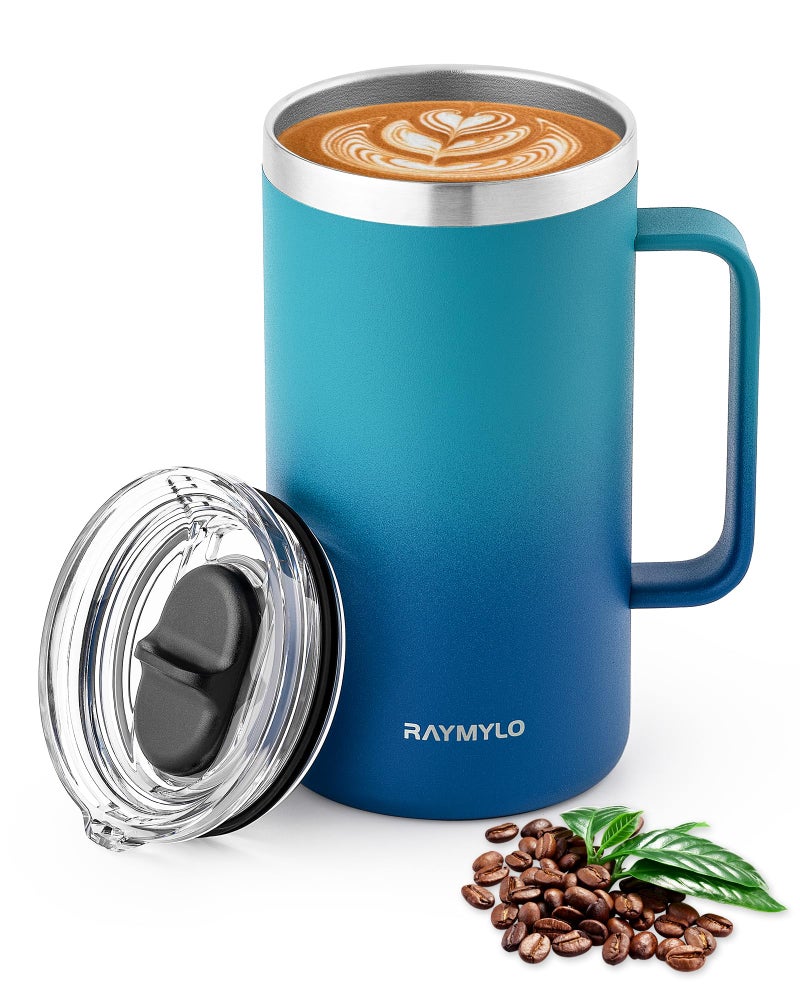 RAYMYLO Insulated Coffee Mug 24 oz, Double Wall Stainless Steel Coffee Mug with Lids, Leak-Proof & Detachable Slider Lid for Thorough Clean, Keeps Coffee Cold for 9 Hrs, Suitable for Camp Home Office - Image 1