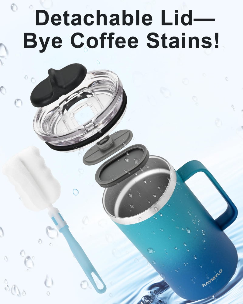 RAYMYLO Insulated Coffee Mug 24 oz, Double Wall Stainless Steel Coffee Mug with Lids, Leak-Proof & Detachable Slider Lid for Thorough Clean, Keeps Coffee Cold for 9 Hrs, Suitable for Camp Home Office - Image 5