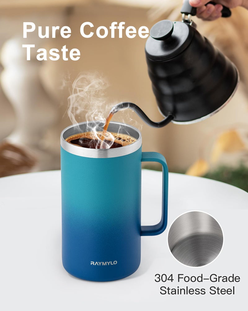 RAYMYLO Insulated Coffee Mug 24 oz, Double Wall Stainless Steel Coffee Mug with Lids, Leak-Proof & Detachable Slider Lid for Thorough Clean, Keeps Coffee Cold for 9 Hrs, Suitable for Camp Home Office - Image 4