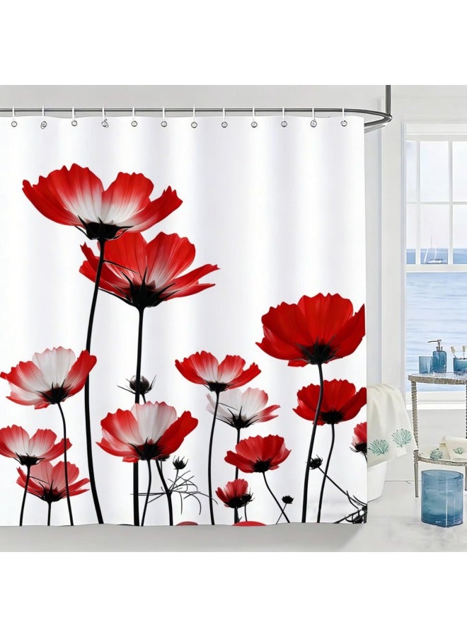 Plaid Waterproof Shower Curtain, Mildew-resistant Bathroom Shower Parion Curtain