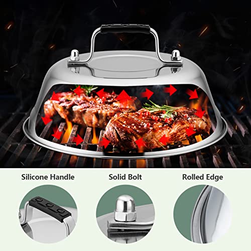 Leonyo 2Pcs Melting Dome for Griddle, Leonyo 13" Rectangle Basting Cover with Adjustable Vent, Stainless Steel 9" Round Burger Dome Lid for Cheese, BBQ Heavy Duty Metal Steam Cover for Flat Top Grill - Image 5