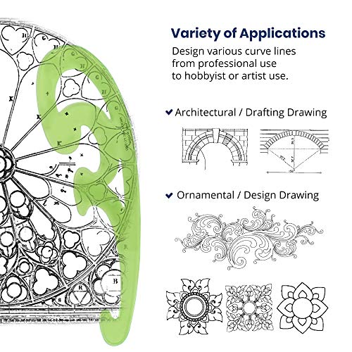 Pacific Arc French Curve Set, 3 Shapes, Clear Curve Ruler, Drafting Tools, Drawing Tools, Woodworking Tools, Comic Template Tool - Image 2