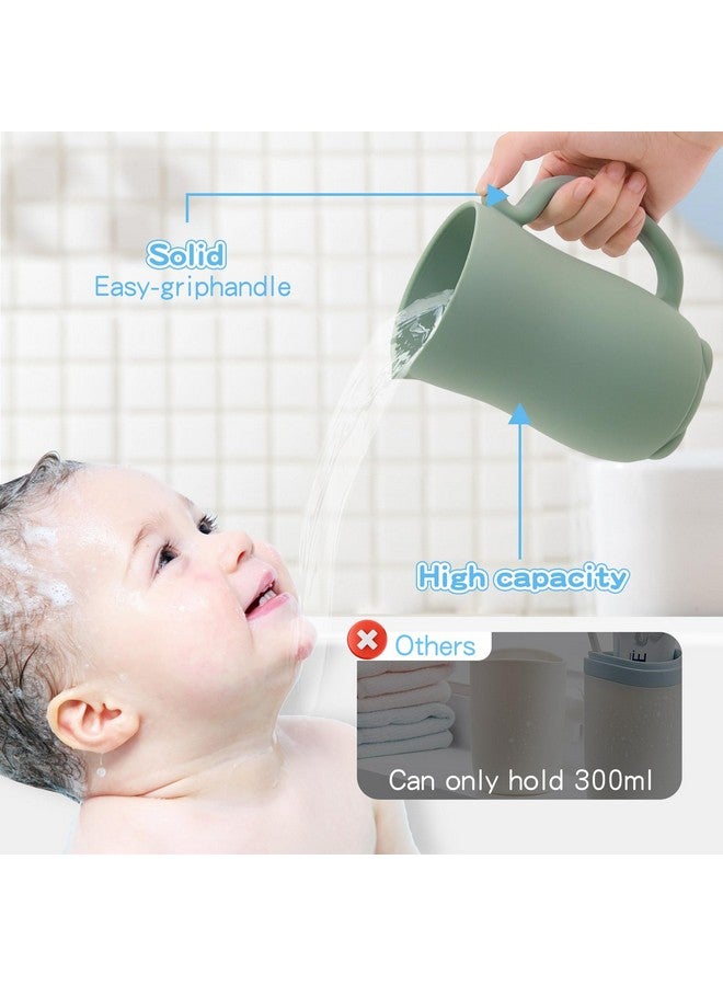 Mandoo كوب شطف استحمام للأطفال - سيليكون بدرجة غذائية - كوب شطف للشامبو وغسل الجسم للأطفال مع مقبض سهل الإمساك لشطف شامبو وصابون الأطفال - مستلزمات الأطفال (أخضر فاتح) - Image 5