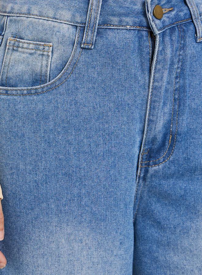 Styli High Rise Wide Leg Faded Jeans - Image 3