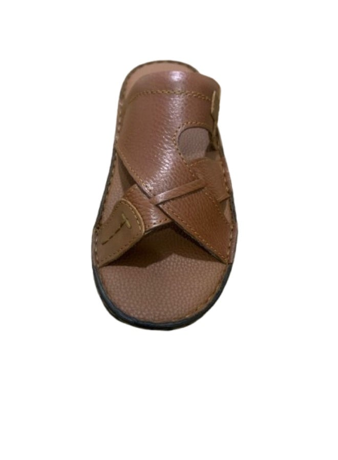 Men's Genuine Leather Sandals, Breathable and Anti-slip Slippers, Comfortable, Wear-resistant and Shock-resistant, Flat Sole with Flexible Sole - Image 1