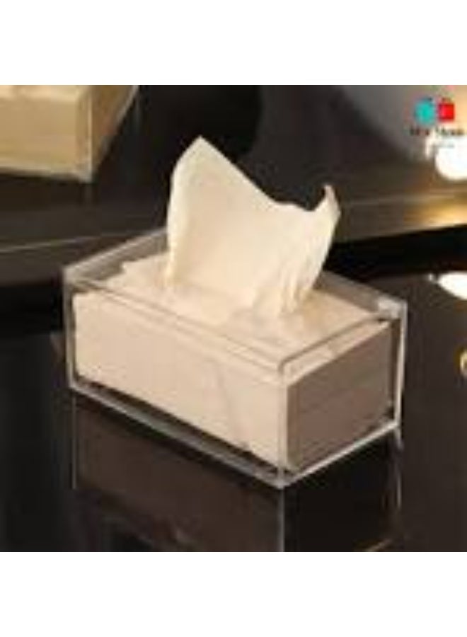 Flip Acrylic Tissue Box with Lid Clear Plastic Dryer Sheet Container Napkin Organizer for Bathroom, Kitchen, Home, Rectangular - Image 1