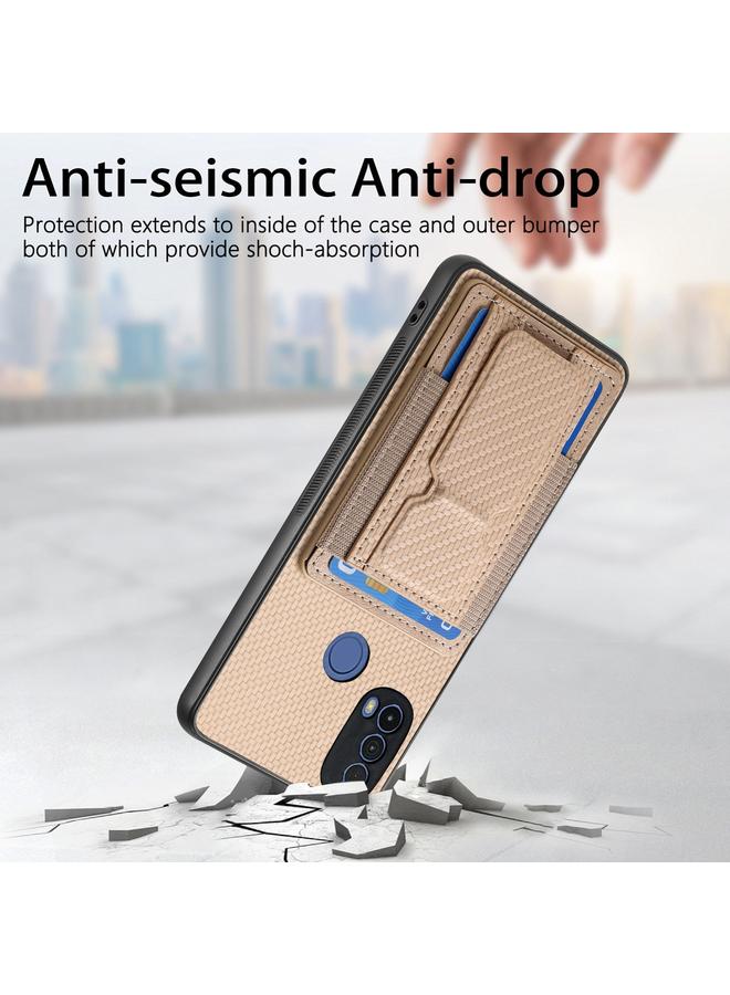 Case For Motorola Moto G 5G 2024 4G Carbon Fiber Fold Stand Elastic Card Bag Phone Case